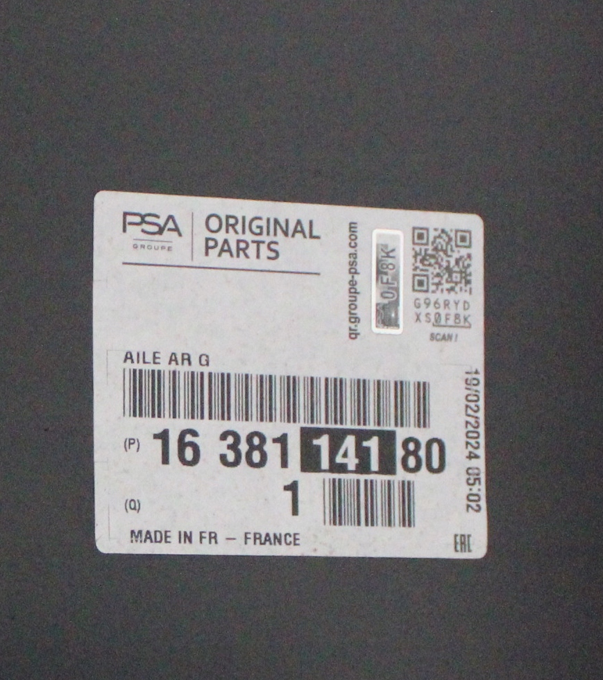 CITROEN C5 AIRCROSS Tylny lewy błotnik 1638114180 4/4