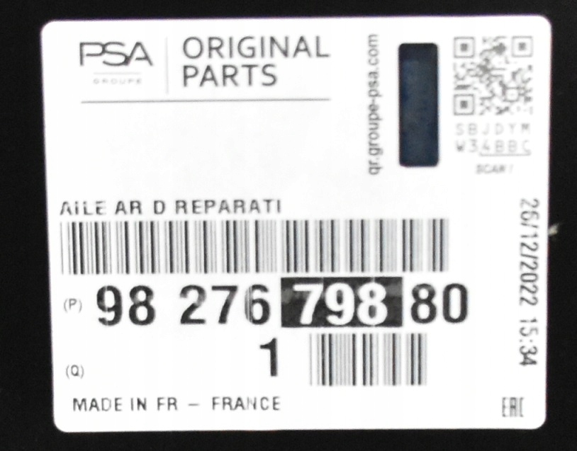 OPEL COMBO E L1 X19 2019-2025 Tylny prawy błotnik 9827679880 3/3